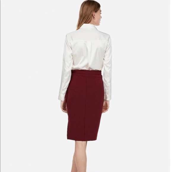 EXPRESS Side Tie Pencil Skirt in Maroon SIZE 00 - Picture 2 of 8